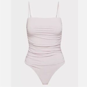 Like New Aritzia Babaton Contour Spaghetti Strap Square Neck Ruched Bodysuit